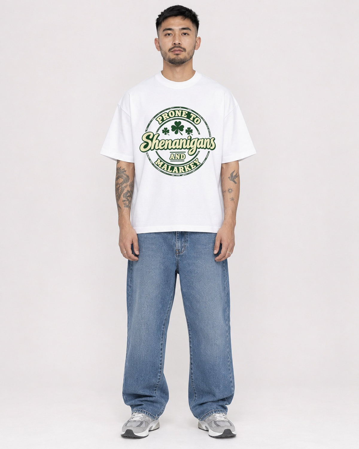 Mockup Boxy Heavyweight Tee White male full-body 12