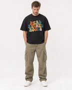 Mockup Boxy Heavyweight Tee Black male full-body 08