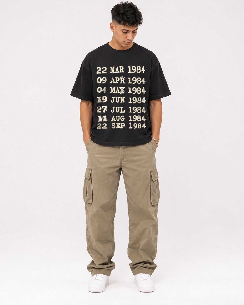 Mockup Boxy Heavyweight Tee Black male full-body 16
