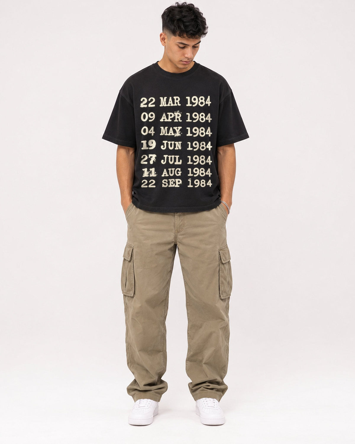 Mockup Boxy Heavyweight Tee Black male full-body 16