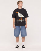 Mockup Boxy Heavyweight Tee Black male full-body 19