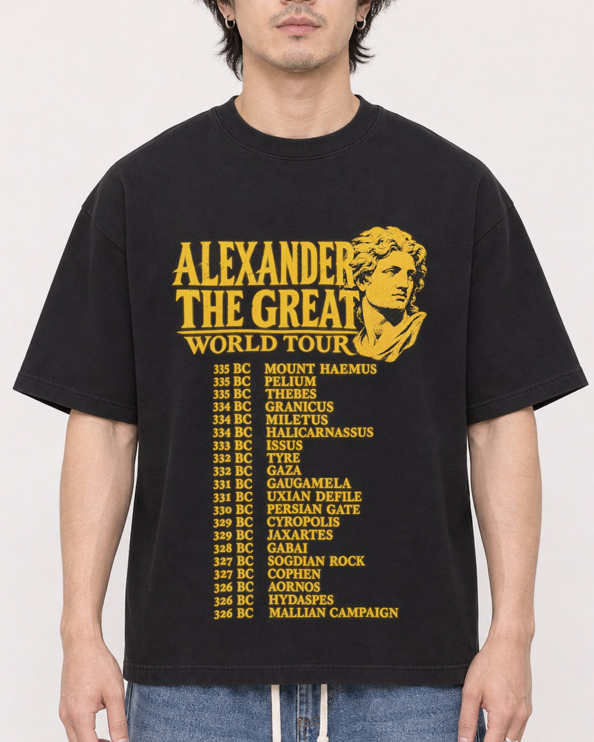 Mockup Boxy Heavyweight Tee Black male close-up 03