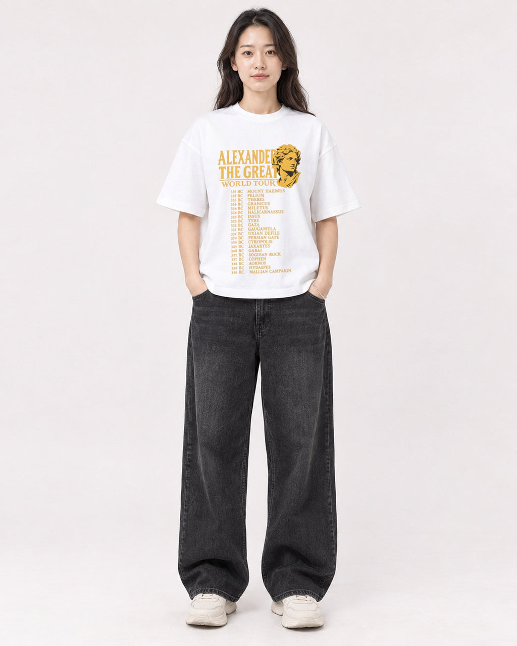 Mockup Boxy Heavyweight Tee White female full-body 03
