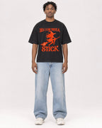 Mockup Boxy Heavyweight Tee Black male full-body 05