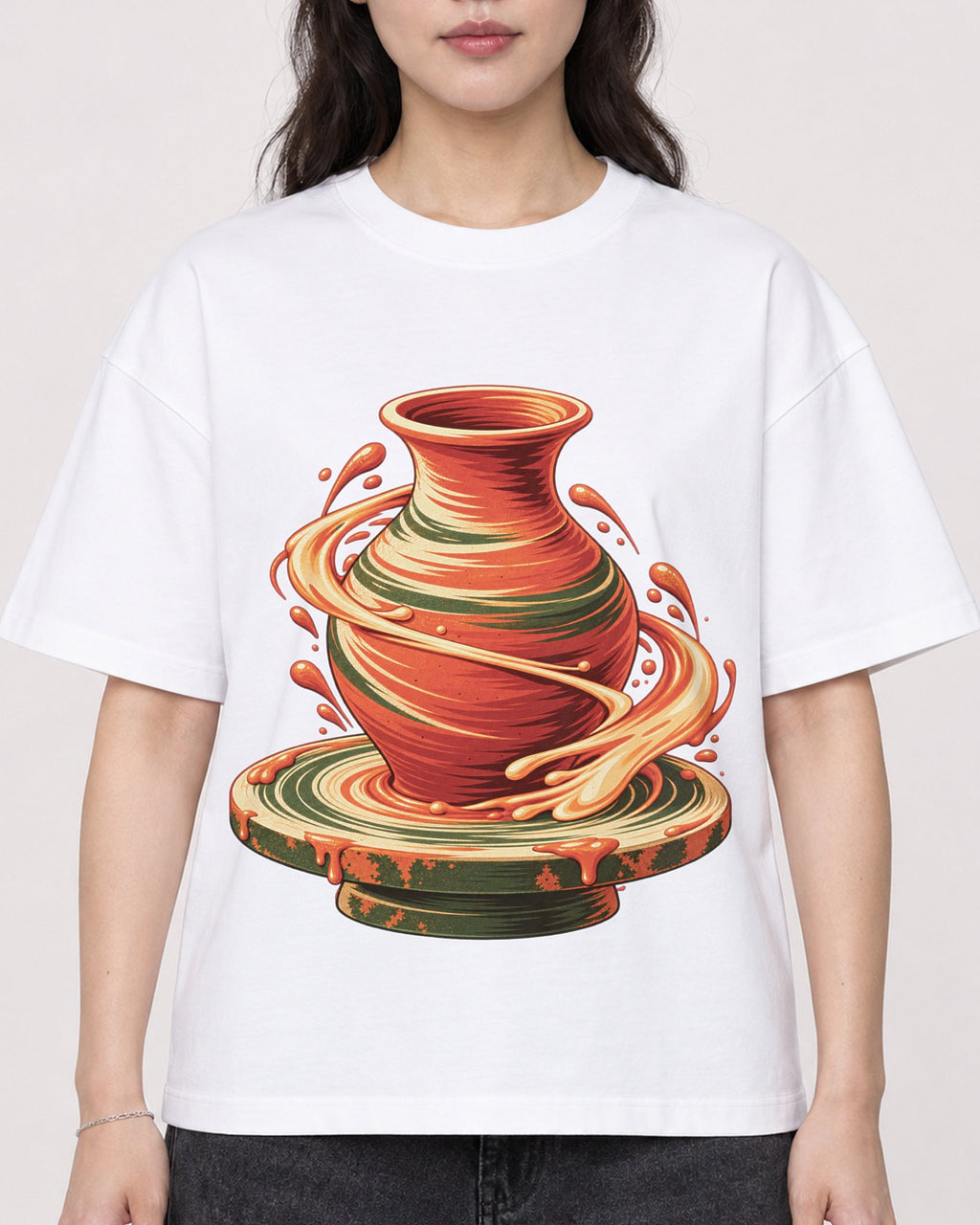 Mockup Boxy Heavyweight Tee White female close-up 03