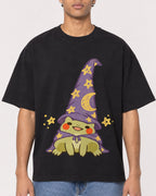 Mockup Boxy Heavyweight Tee Black male close-up 10