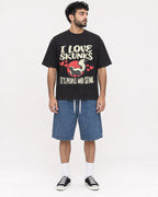 Mockup Boxy Heavyweight Tee Black male full-body 07