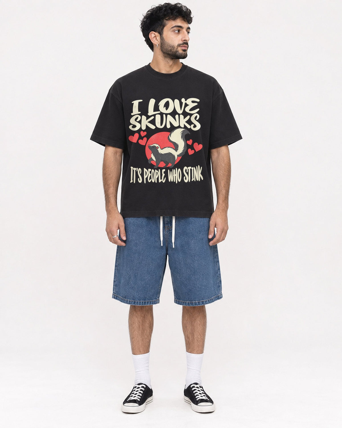 Mockup Boxy Heavyweight Tee Black male full-body 07