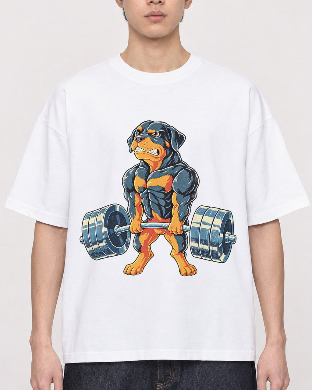 Mockup Boxy Heavyweight Tee White male close-up 01