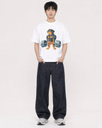 Mockup Boxy Heavyweight Tee White male full-body 01
