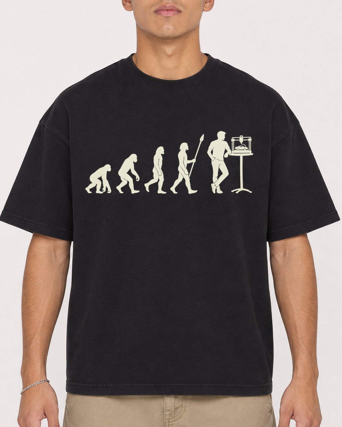 Mockup Boxy Heavyweight Tee Black male close-up 16