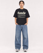 Mockup Boxy Heavyweight Tee Black female full-body 12