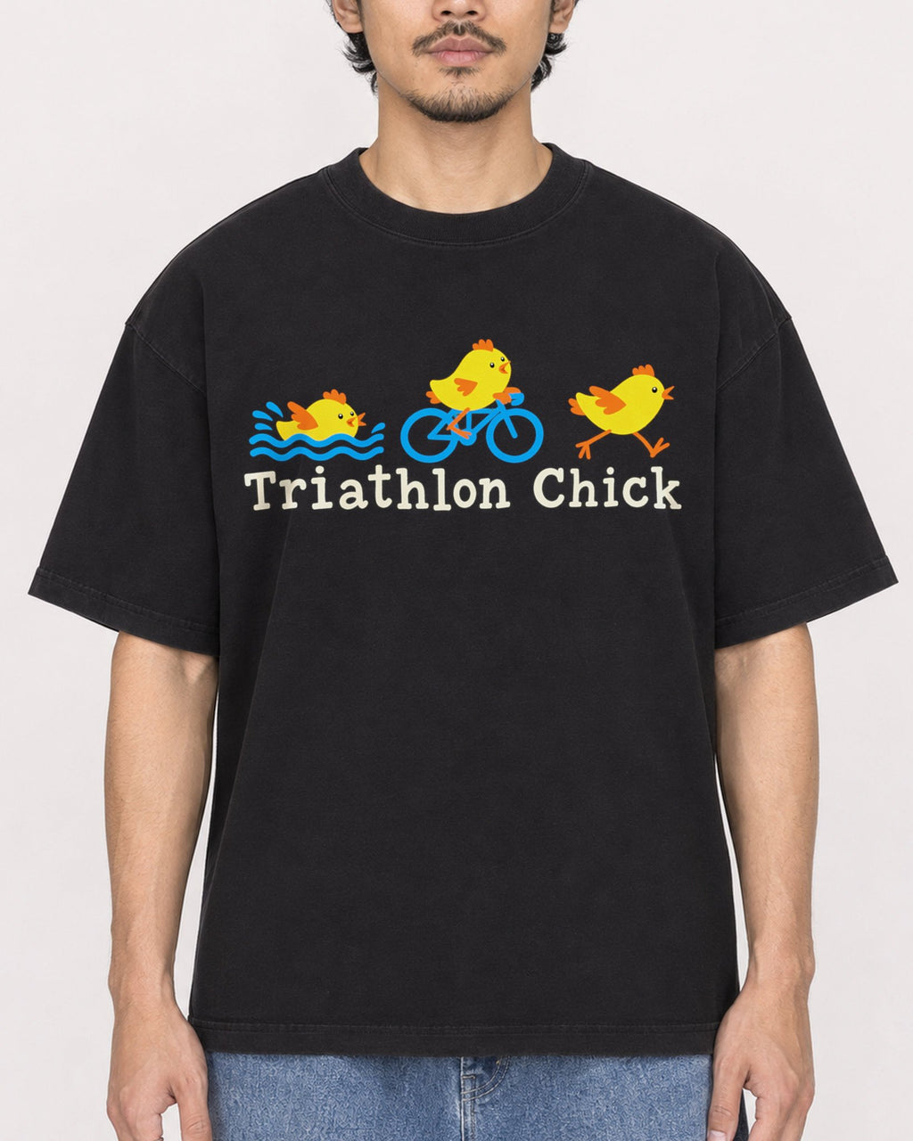 Mockup Boxy Heavyweight Tee Black male close-up 02