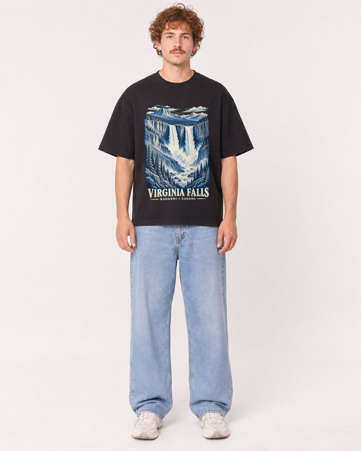 Mockup Boxy Heavyweight Tee Black male full-body 09
