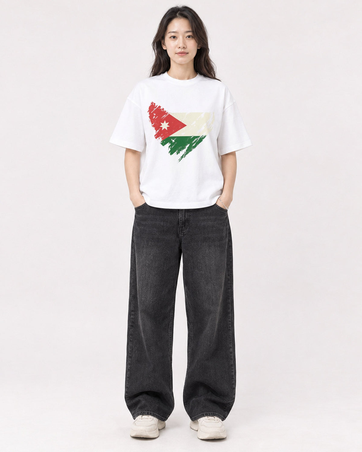 Mockup Boxy Heavyweight Tee White female full-body 03