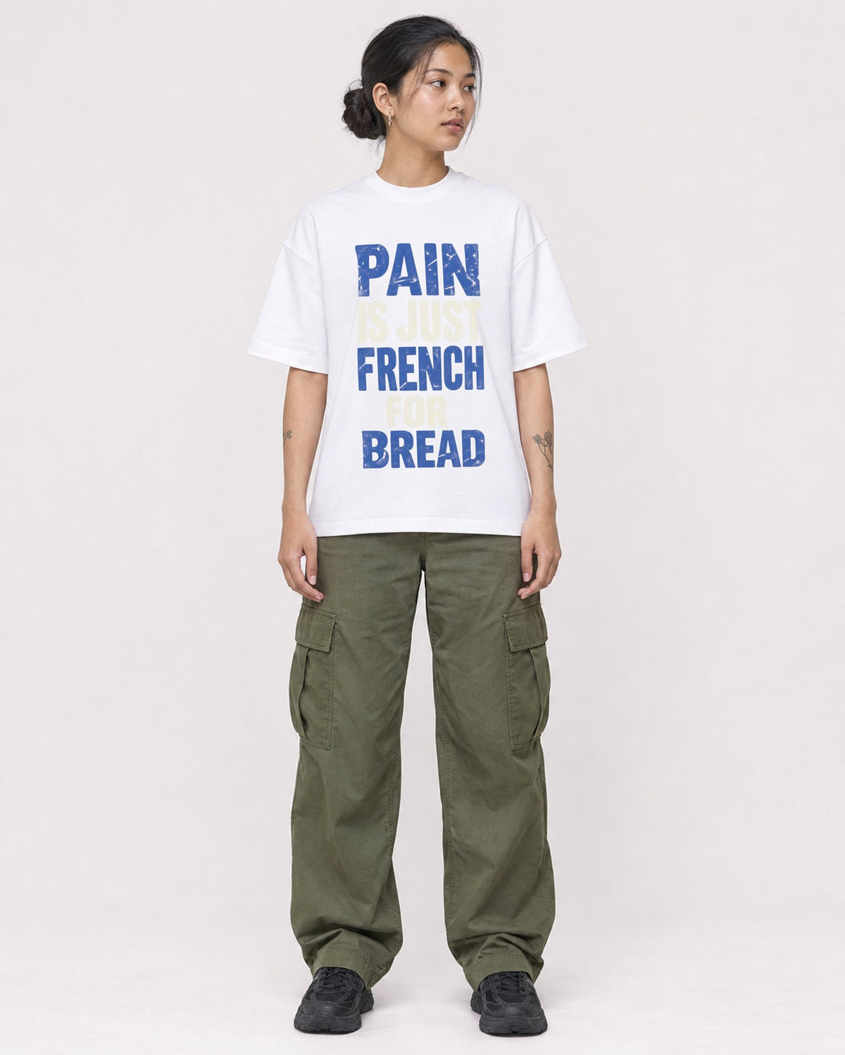Mockup Boxy Heavyweight Tee White female full-body 12