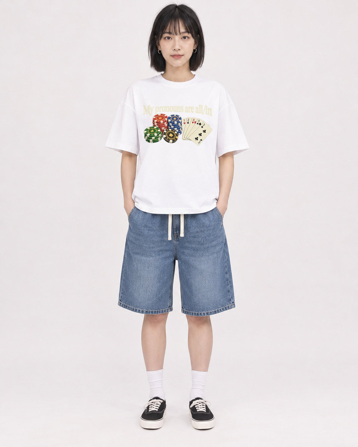 Mockup Boxy Heavyweight Tee White female full-body 11