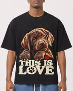 Mockup Boxy Heavyweight Tee Black male close-up 15