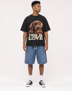 Mockup Boxy Heavyweight Tee Black male full-body 15