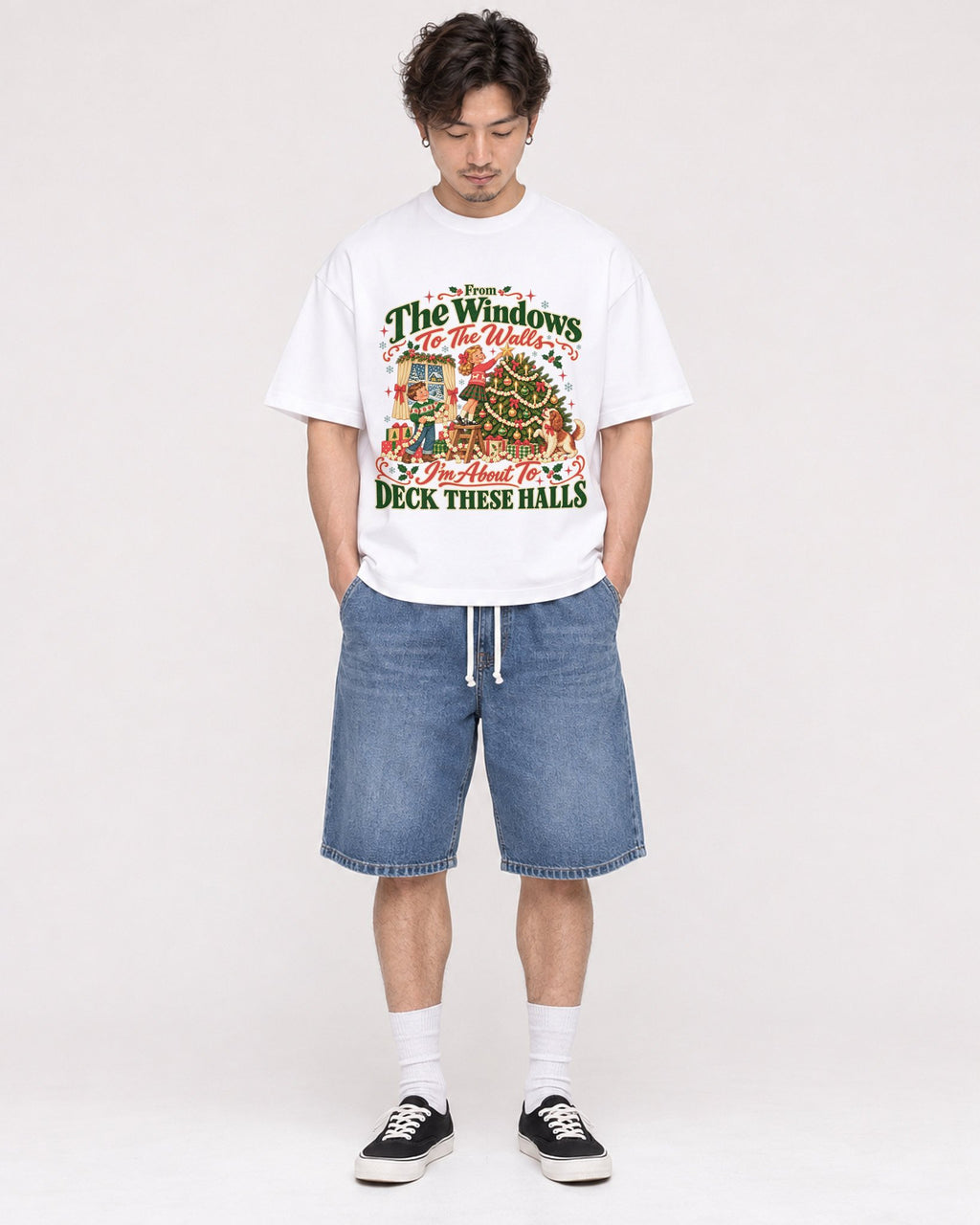 Mockup Boxy Heavyweight Tee White male full-body 03
