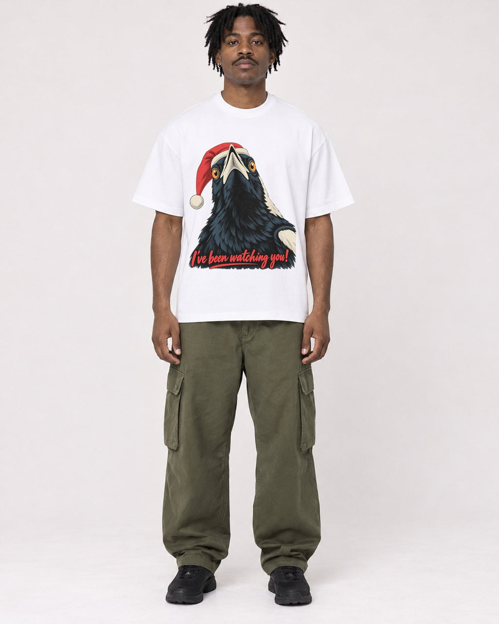 Mockup Boxy Heavyweight Tee White male full-body 04