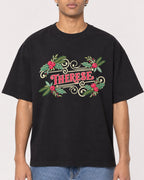Mockup Boxy Heavyweight Tee Black male close-up 10