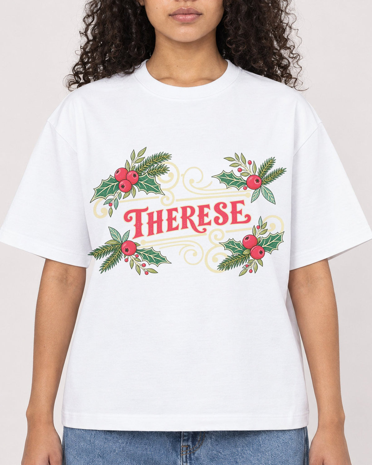 Mockup Boxy Heavyweight Tee White female close-up 10