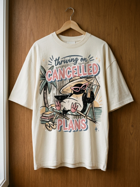 Thriving On Cancelled Plans Shirt - Funny Homebody Beach Bird Tee | Teekop