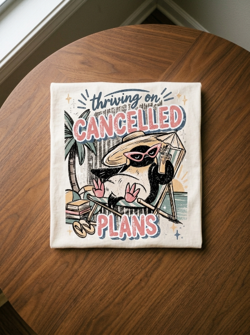 Thriving On Cancelled Plans Shirt - Funny Homebody Beach Bird Tee | Teekop