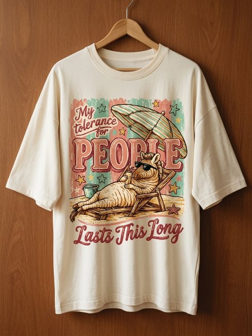 Funny Introvert Shirt - My Tolerance For People Retro Beach Tee | Teekop