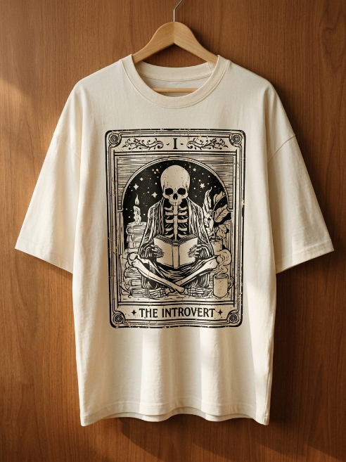 Introvert Tarot Card Shirt – Bookish Skeleton | Teekop
