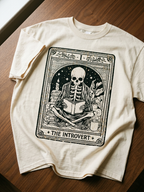 Introvert Tarot Card Shirt – Bookish Skeleton | Teekop